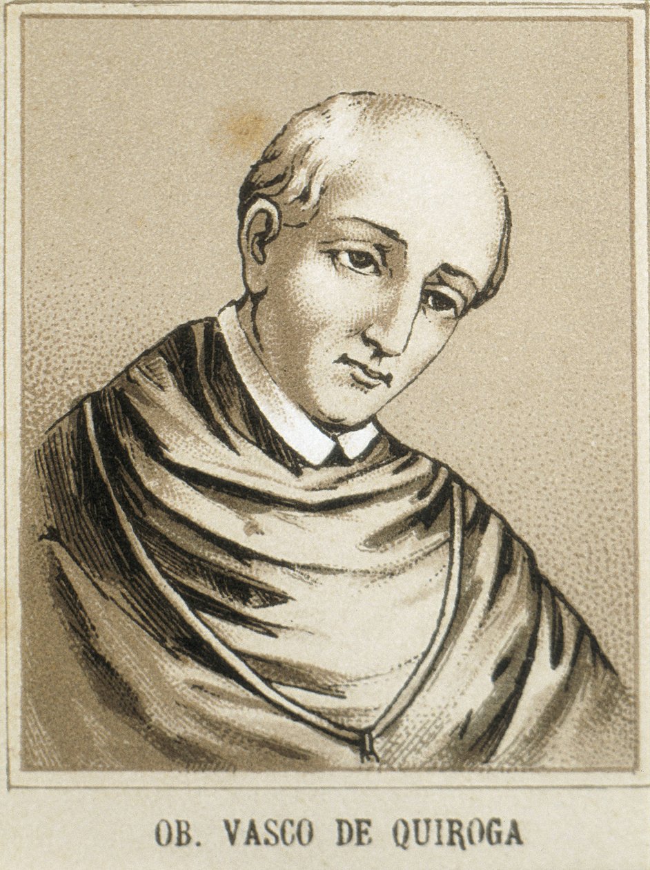 QUIROGA, Vasco de (1470-1565). Pierwszy biskup Michoacan w Meksyku i jeden z sędziów (oidores) w drugiej Audiencji, która rządziła Nową Hiszpanią. Litografia. autorstwa Artist Unknown