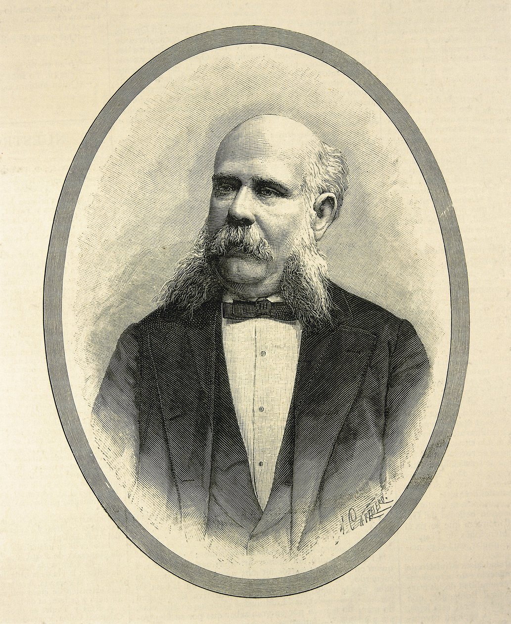 RIUS I TAULET, Francesc de Paula (1833-1889). Hiszpański prawnik i polityk. Burmistrz Barcelony i promotor Powszechnej Wystawy w Barcelonie w 1888 roku. Portret opublikowany w "La Ilustracion Espanola y Americana" przez A. Carretero. Rycina. autorstwa Artist Unknown