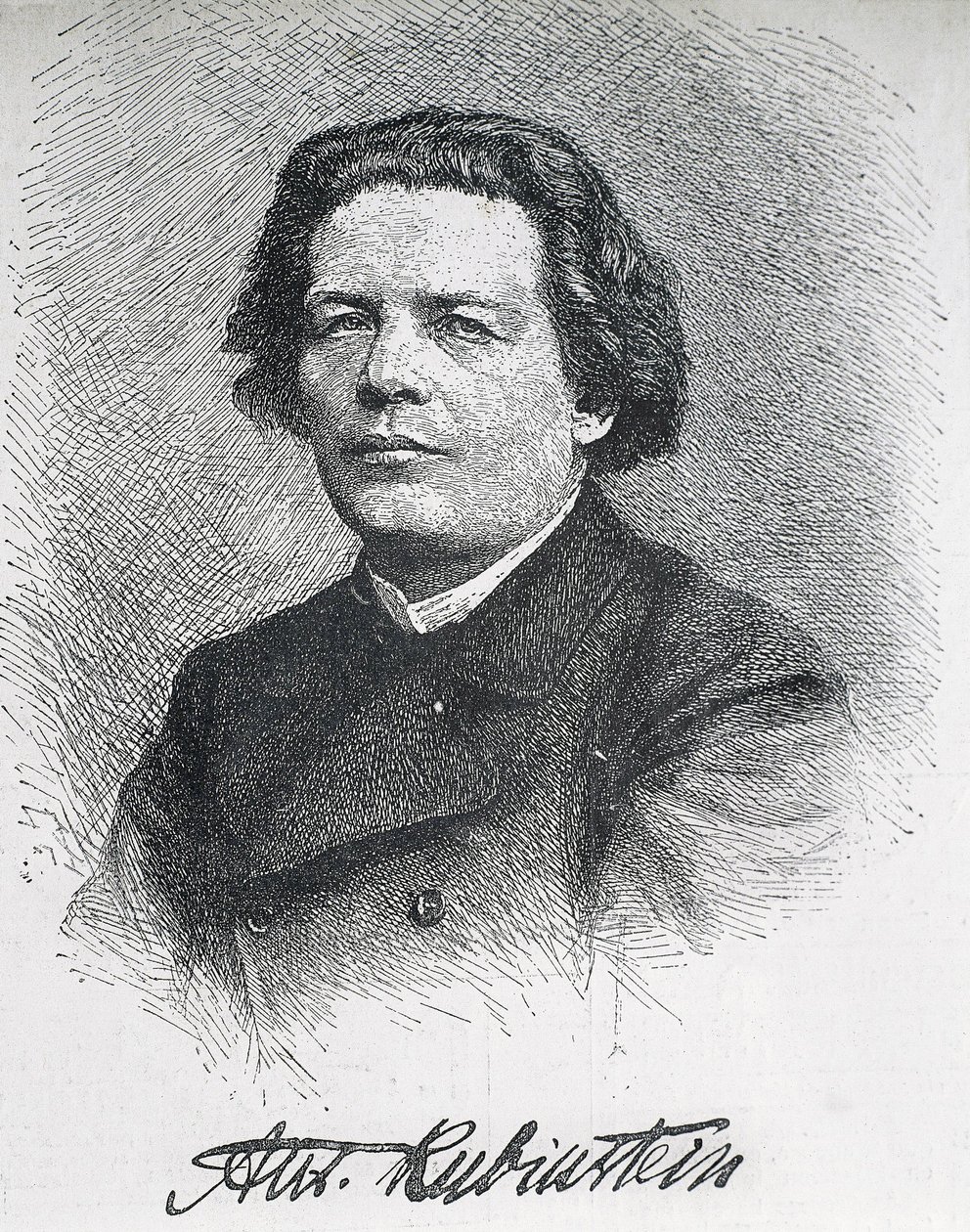 RUBINSTEIN, Anton Grigoriewicz (1829-1894). Rosyjski kompozytor i pianista. Podpisany portret Antona Rubinsteina. Rycina. autorstwa Artist Unknown