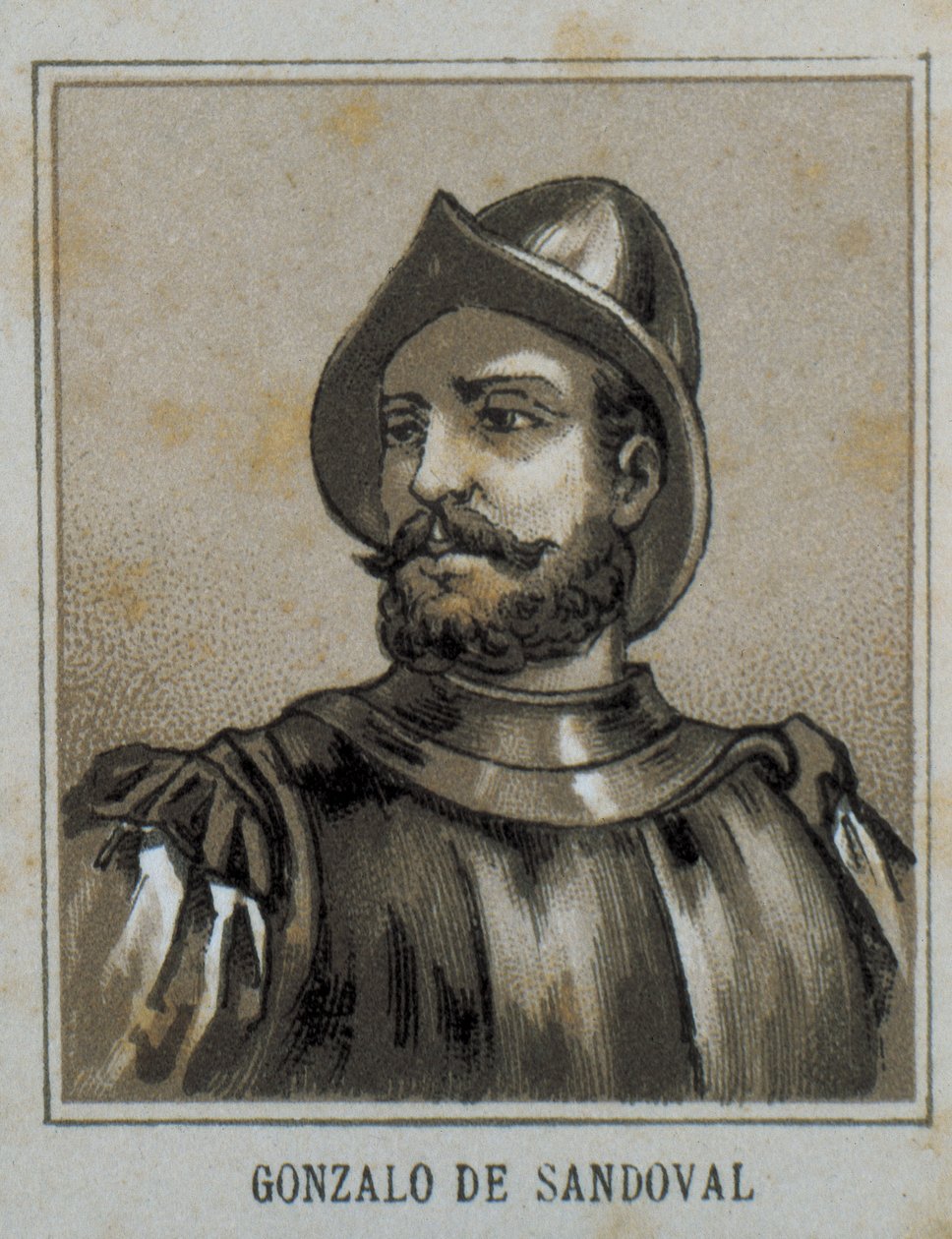 SANDOVAL, Gonzalo de (1497-1527). Hiszpański konkwistador w Nowej Hiszpanii (Meksyk). Rycina. autorstwa Artist Unknown