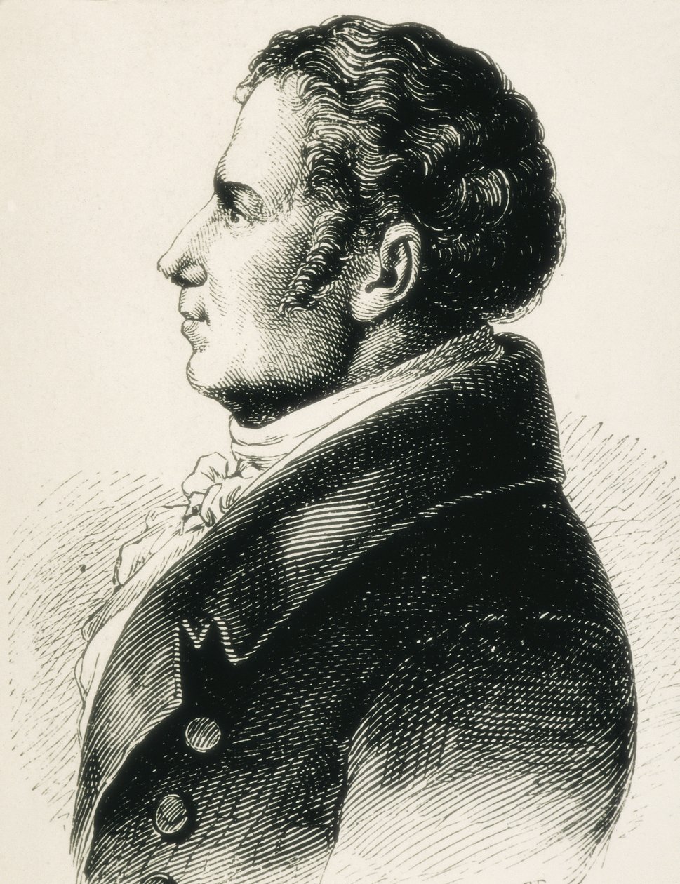 SCHLEGEL, August Wilhelm von (1767-1845). Niemiecki teoretyk romantyzmu. Akwaforta autorstwa Artist Unknown