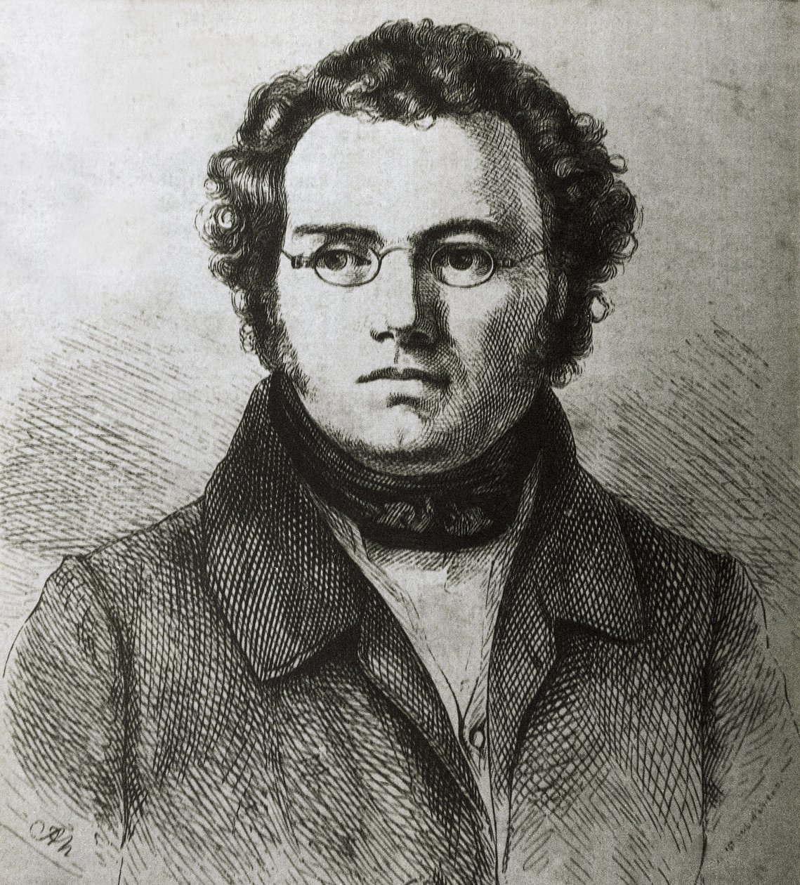 SCHUBERT, Franz (1797-1828). Austriacki kompozytor romantyczny. Akwaforta. autorstwa Artist Unknown
