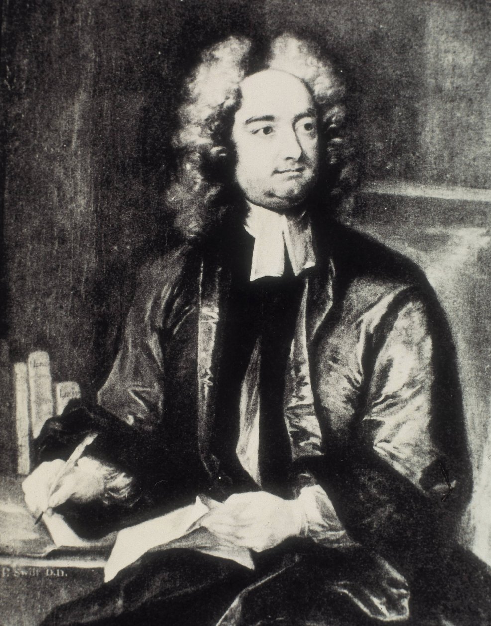 SWIFT, Jonathan (1667-1745). Irlandzki duchowny i pisarz satyryczny. Portret jako dziekan katedry św. Patryka w Dublinie według obrazu Charlesa Jervasa (1675-1739). Rycina. Kolekcja prywatna autorstwa Artist Unknown
