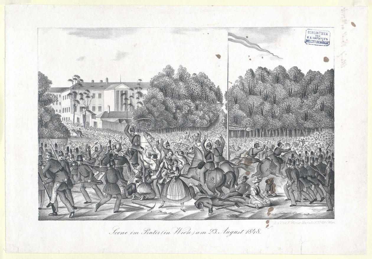 Scena na Praterze (w Wiedniu) 23. sierpnia 1848 r. autorstwa Artist Unknown