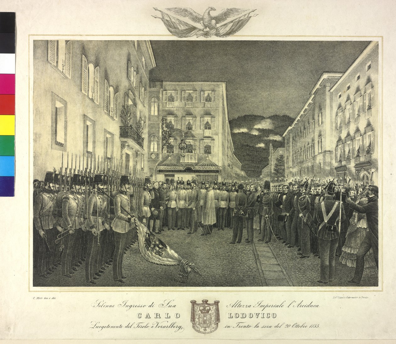 Uroczyste przyjęcie arcyksięcia Karola Ludwika 20 października 1855 r. w Trydencie autorstwa Artist Unknown