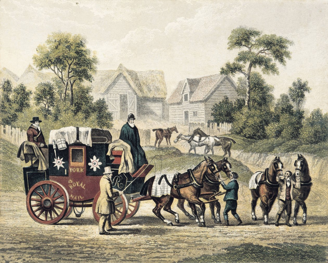 Dyliżans (XIX w.). Grawerunek autorstwa Artist Unknown
