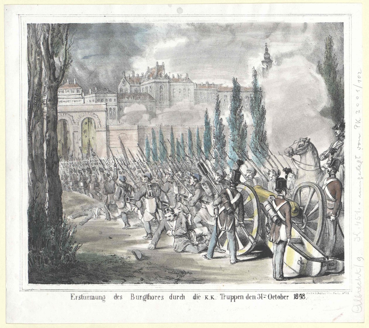 Szturm wojsk k. k. na bramę zamkową 31 października 1848 r. autorstwa Artist Unknown