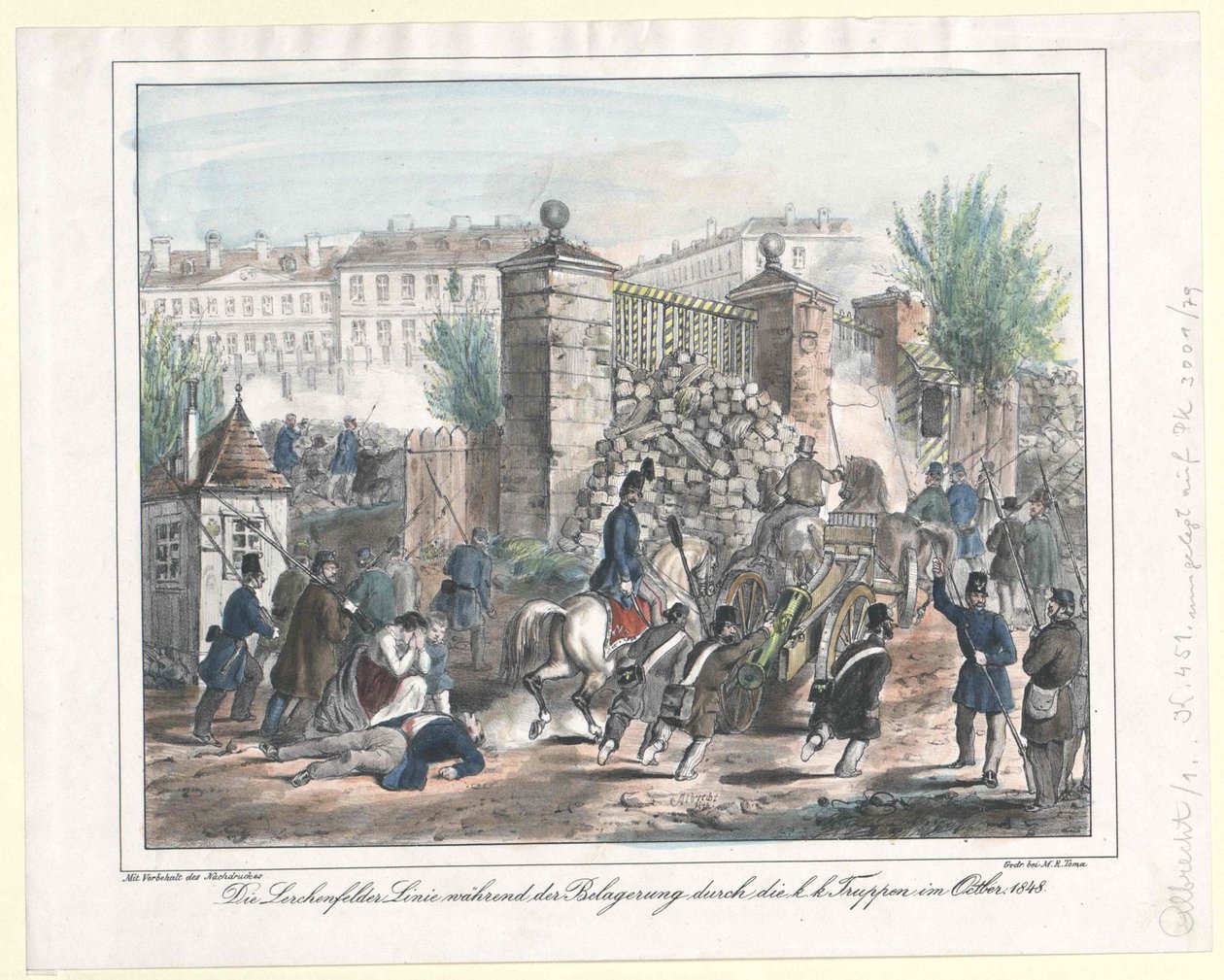 Linia Lerchenfelder podczas oblężenia przez wojska k. k. w październiku 1848 r. autorstwa Artist Unknown