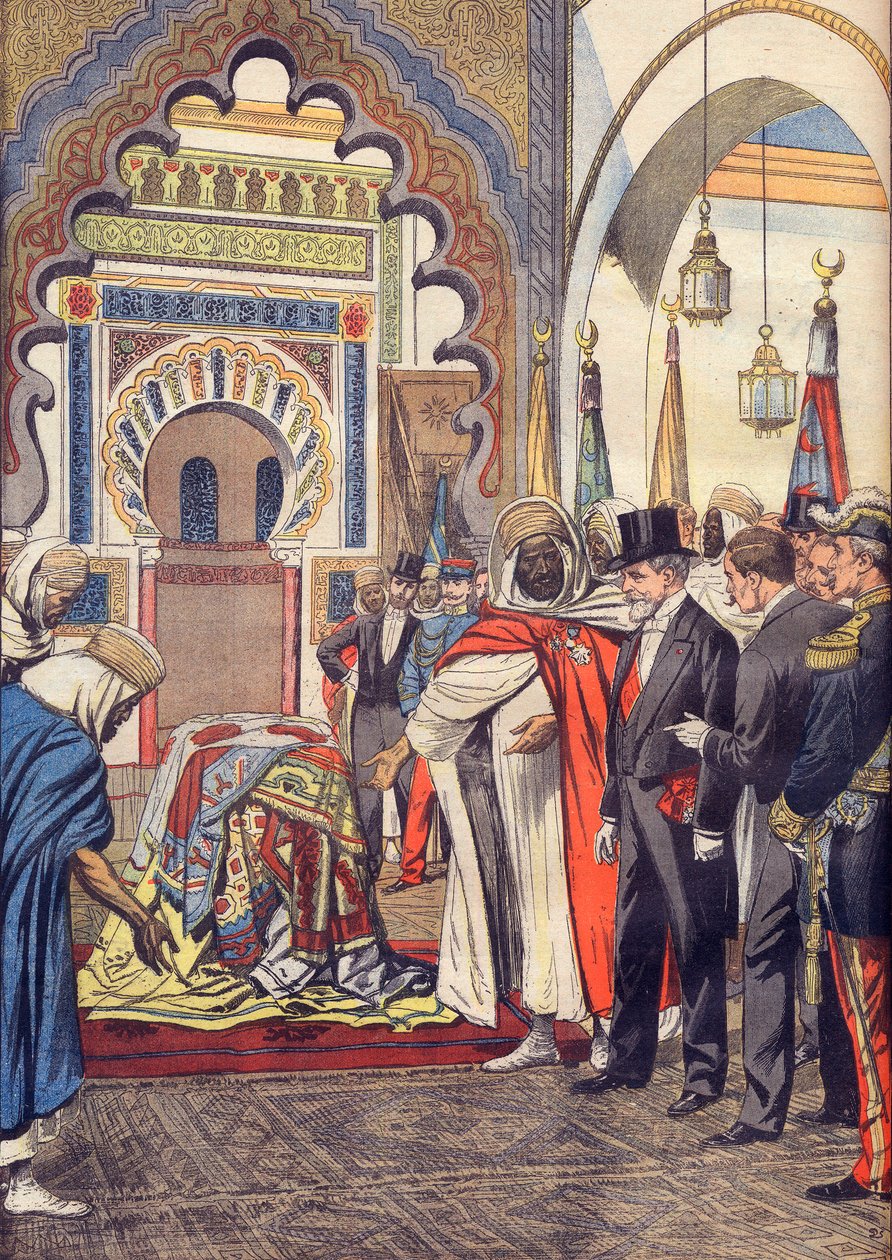Prezydent Republiki Francuskiej Emile Loubet odwiedzający meczet Sidi Bou Medine, Tlemcen, Algieria autorstwa Artist Unknown