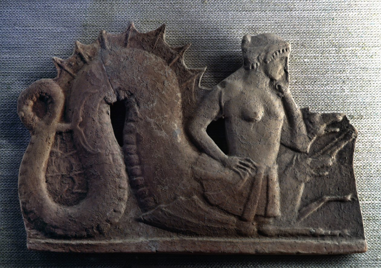 Bajeczny potwór Scylla, który wraz z Charybdą strzegł Cieśniny Mesyńskiej. Musee du Louvre, Paryż. autorstwa Artist Unknown