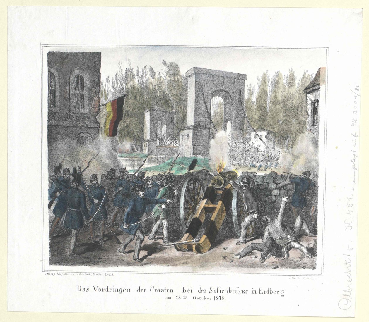 Przeniknięcie Chorwatów na Sofienbruecke w Erdberg 28 października 1848 r. autorstwa Artist Unknown