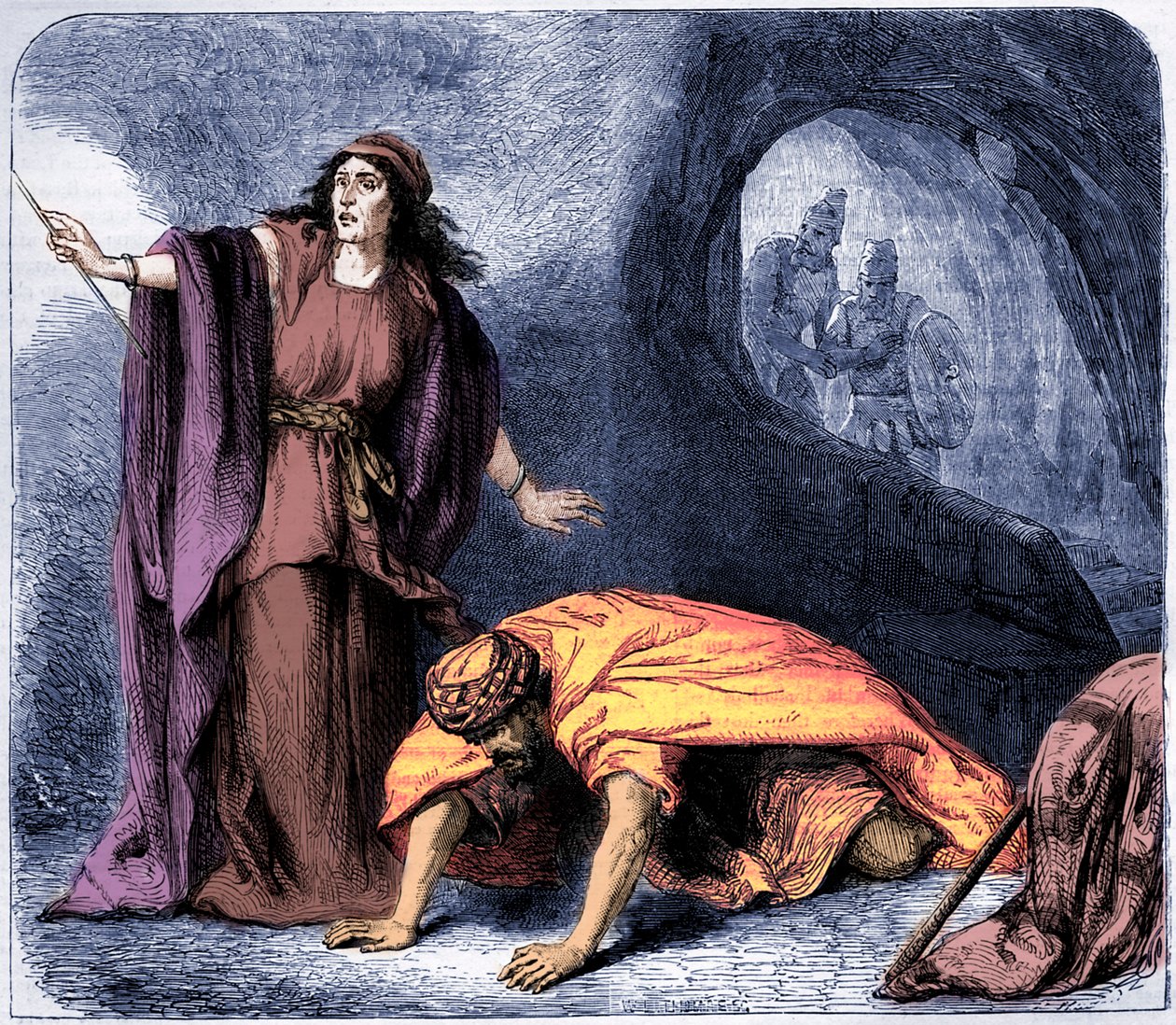 Wskrzeszenie Samuela przez wiedźmę z Endor - Biblia (w druku) autorstwa Artist Unknown