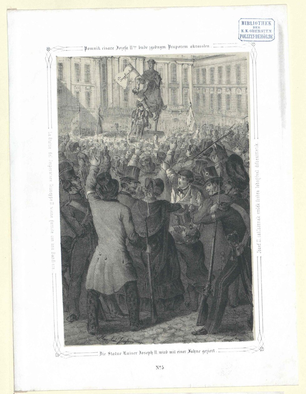 Posąg cesarza Józefa II z cenną flagą autorstwa Artist Unknown