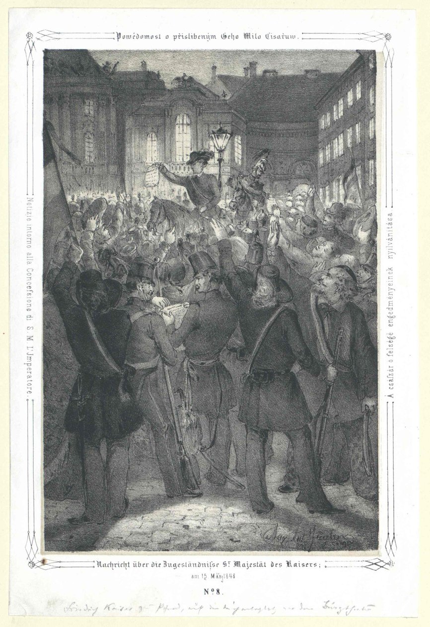 Wiadomość o koncesji Sir majestatu cesarza 15 maja 1848 r. autorstwa Artist Unknown