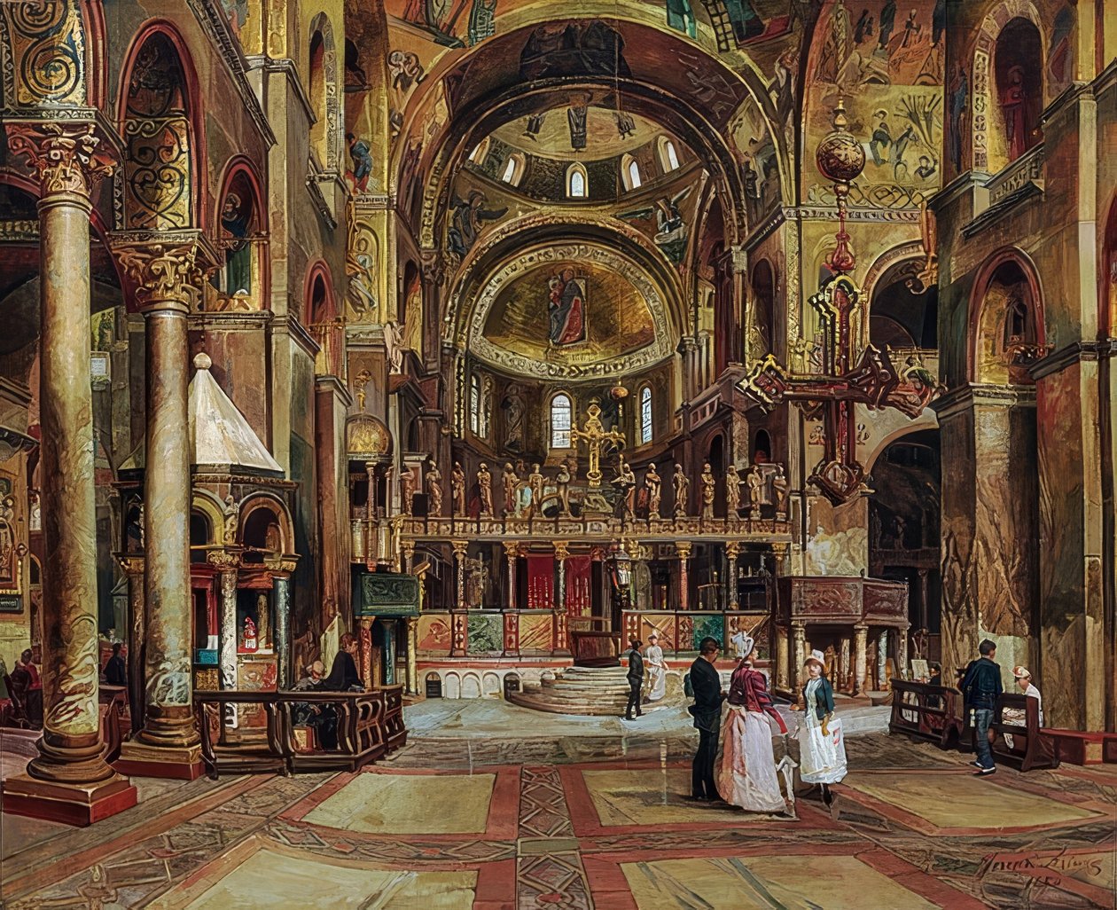 Wewnątrz Bazyliki św. Marka w Wenecji. 1886 autorstwa Arturo Ferrari