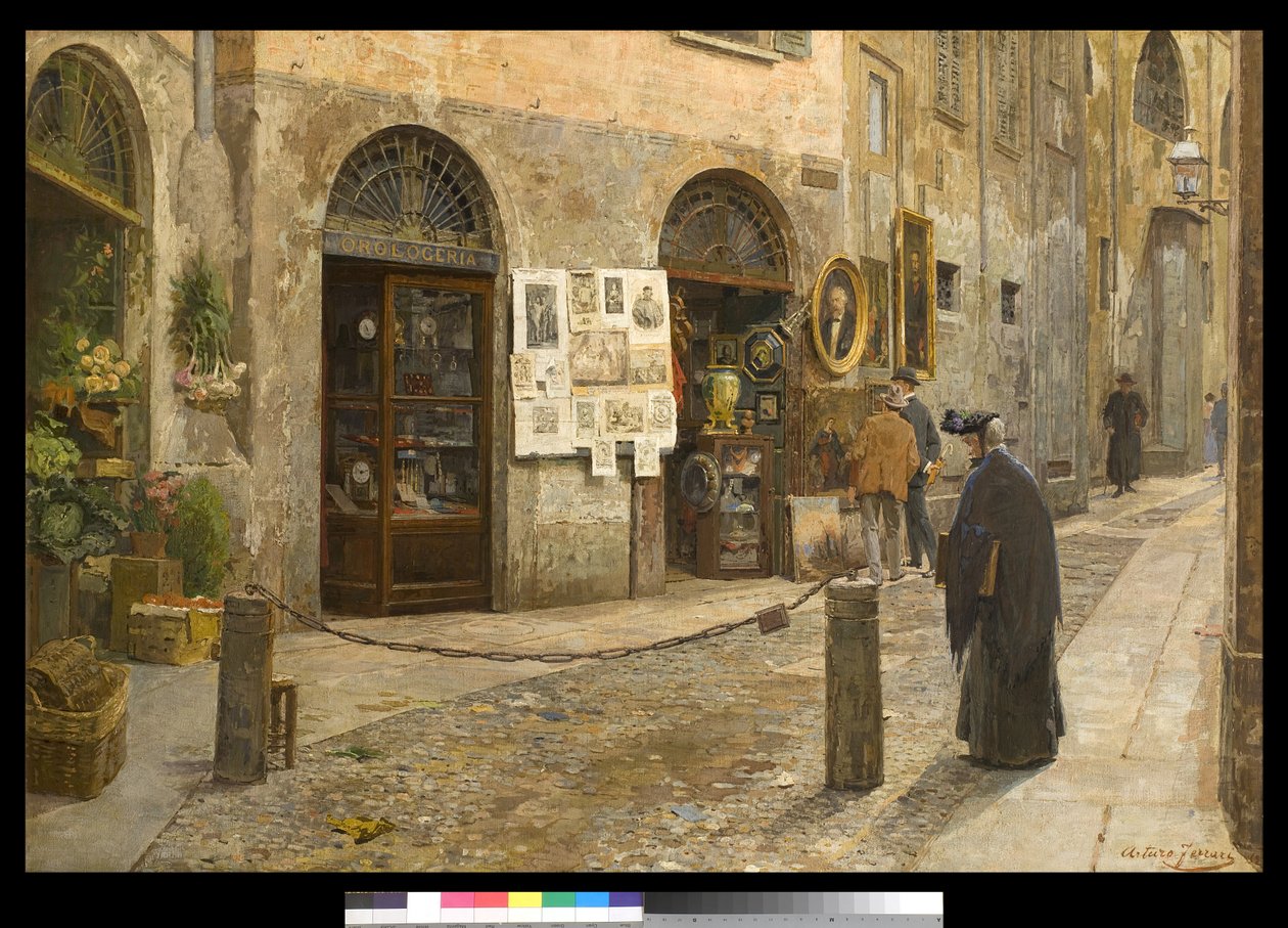 Via San Bernardino alle Ossa w Mediolanie, Włochy, 1912 r. autorstwa Arturo Ferrari