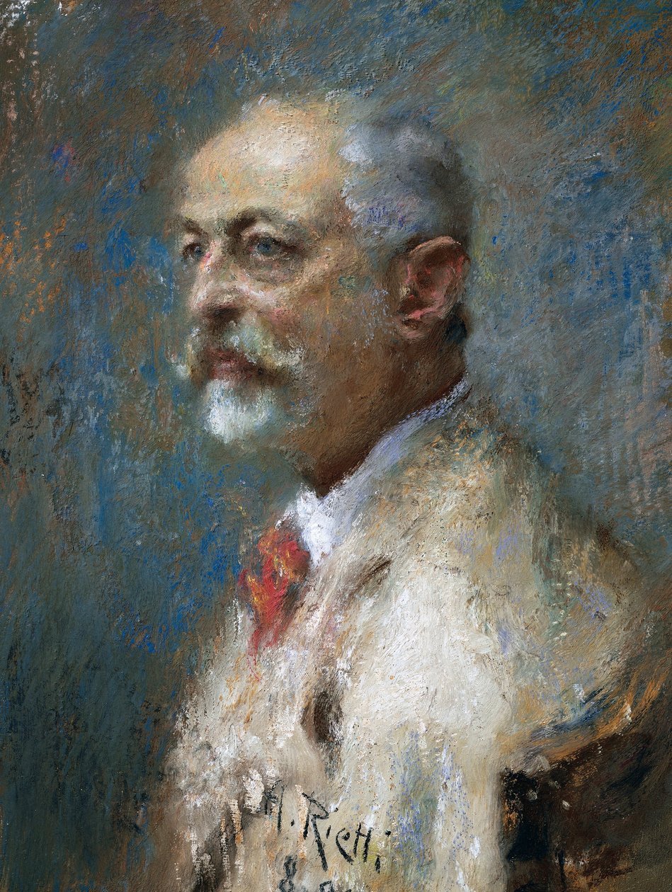 Portret włoskiego rzeźbiarza Giuseppe Sartorio (1844-1922), autorstwa Arturo Rietti (1863-1943), olej na płótnie. Włochy, XX wiek. autorstwa Arturo Rietti