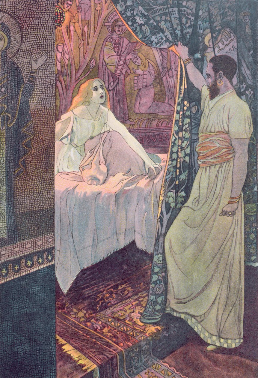 Otello i Desdemona, scena z „Otella” Williama Szekspira (1564-1616) ok. 1900 autorstwa Artus Scheiner