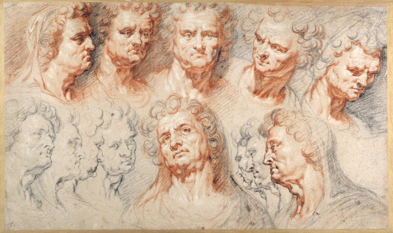 Studia nad głową (kolorowe kredy na papierze) autorstwa Artus I (attr. to) Quellinus