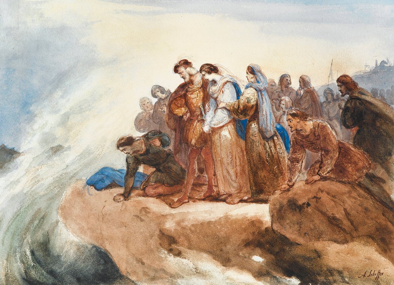 Ilustracja do ballady Der Taucher The Diver Friedricha Schillera. autorstwa Ary Scheffer
