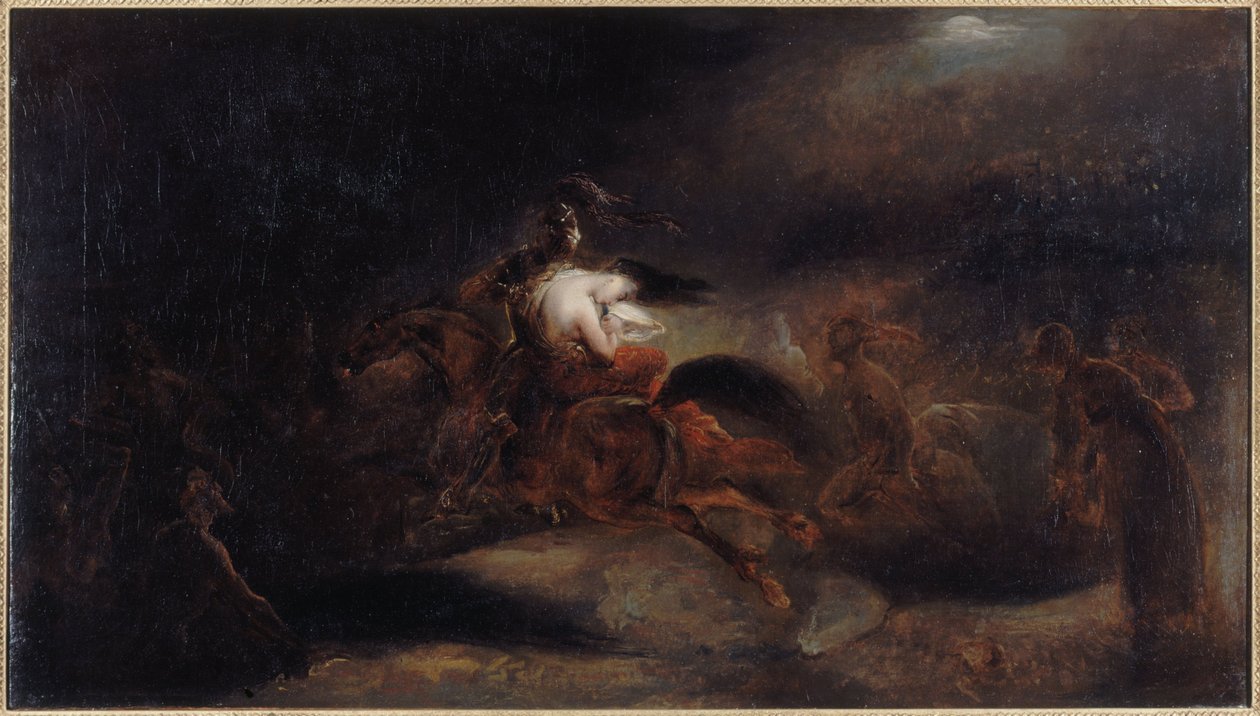 Lénore, les morts vont vite, ok. 1830 (olej na płótnie) autorstwa Ary Scheffer
