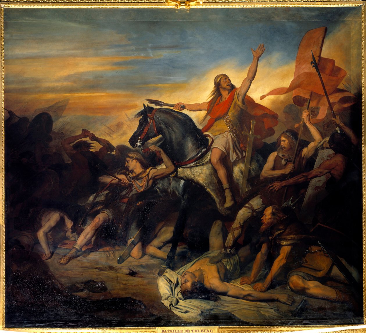 Bitwa pod Tolbiac, zwycięstwo Clovisa (466-511) nad Alamanami (496). Obraz Ary Scheffera (1795-1858) autorstwa Ary Scheffer