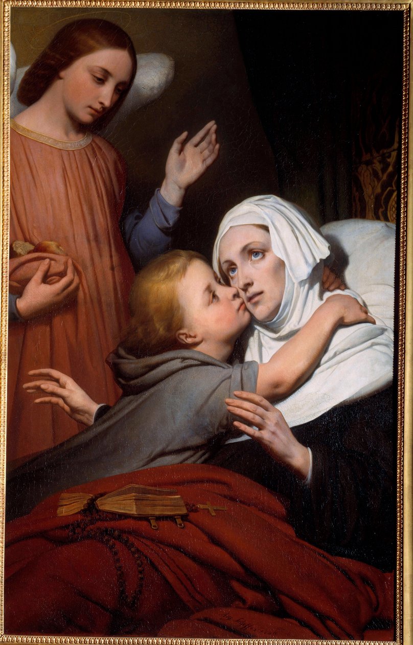 The Charitable Child Małe dziecko całuje kobietę będącą allitką. Obraz Ary Scheffera (1795-1858) 1840 Nantes, Musee des Beaux Arts autorstwa Ary Scheffer