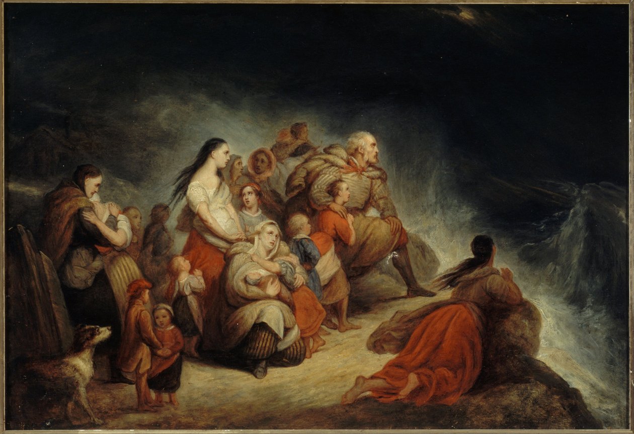 Burza, ok. 1820 (olej na drewnie, złocenie na płótnie) autorstwa Ary Scheffer