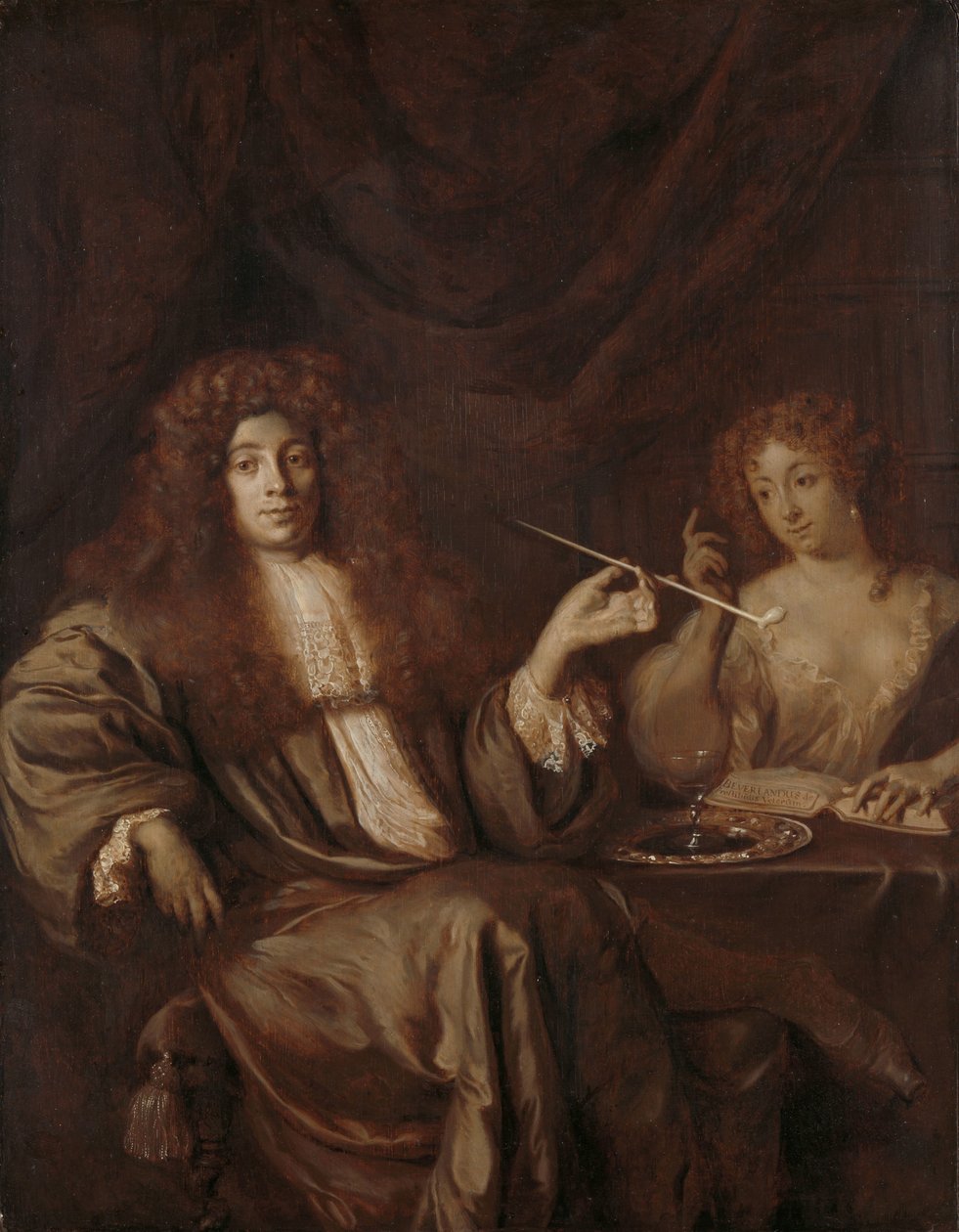 Portret Hadriaana Beverlanda z prostytutką Adriaan van Beverland, pisarz dzieł teologicznych i satyryk, z prostytutką autorstwa Ary de Vois (attributed to)