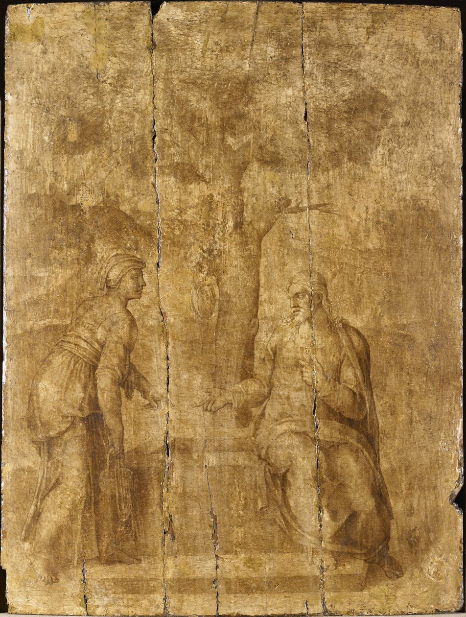 Chrystus i niewiasta Samarii autorstwa Ascribed to Michelangelo