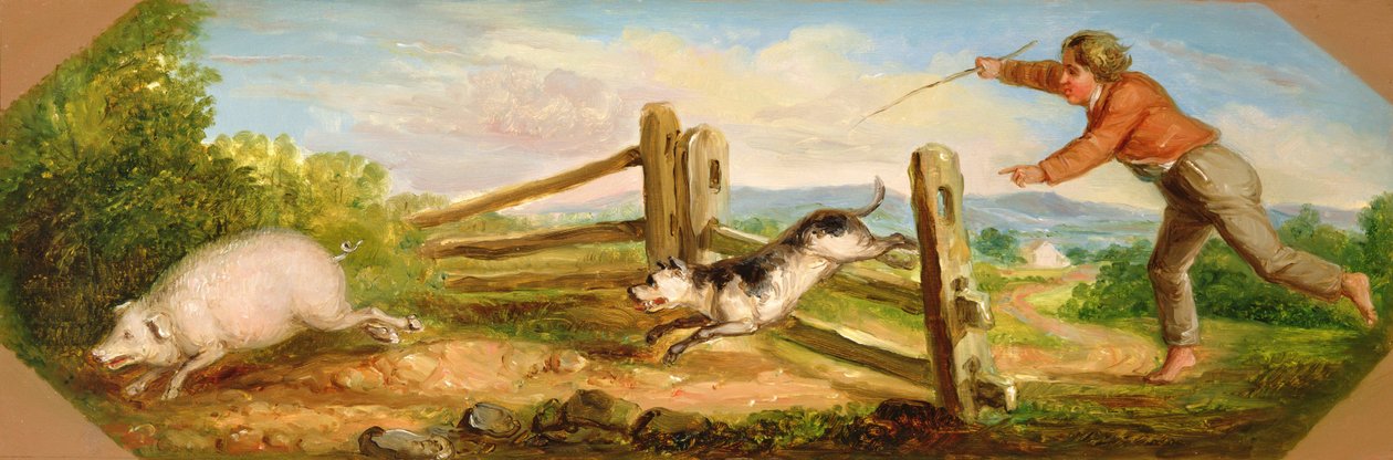 Chłopiec goniący świnię, 1836 autorstwa Asher Brown Durand