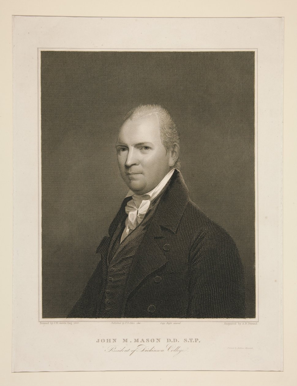 John M. Mason, dr teologii (D.D.), członek Towarzystwa Teologicznego (S.T.P.), rektor Dickinson College autorstwa Asher Brown Durand
