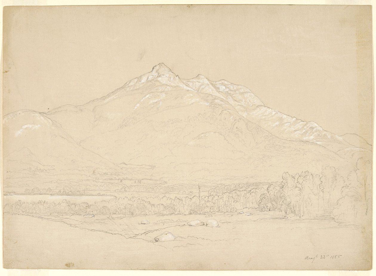 Mount Chocorua, New Hampshire, 1855 (grafitowo-biały gwasz na przygotowanym beżowym papierze) autorstwa Asher Brown Durand
