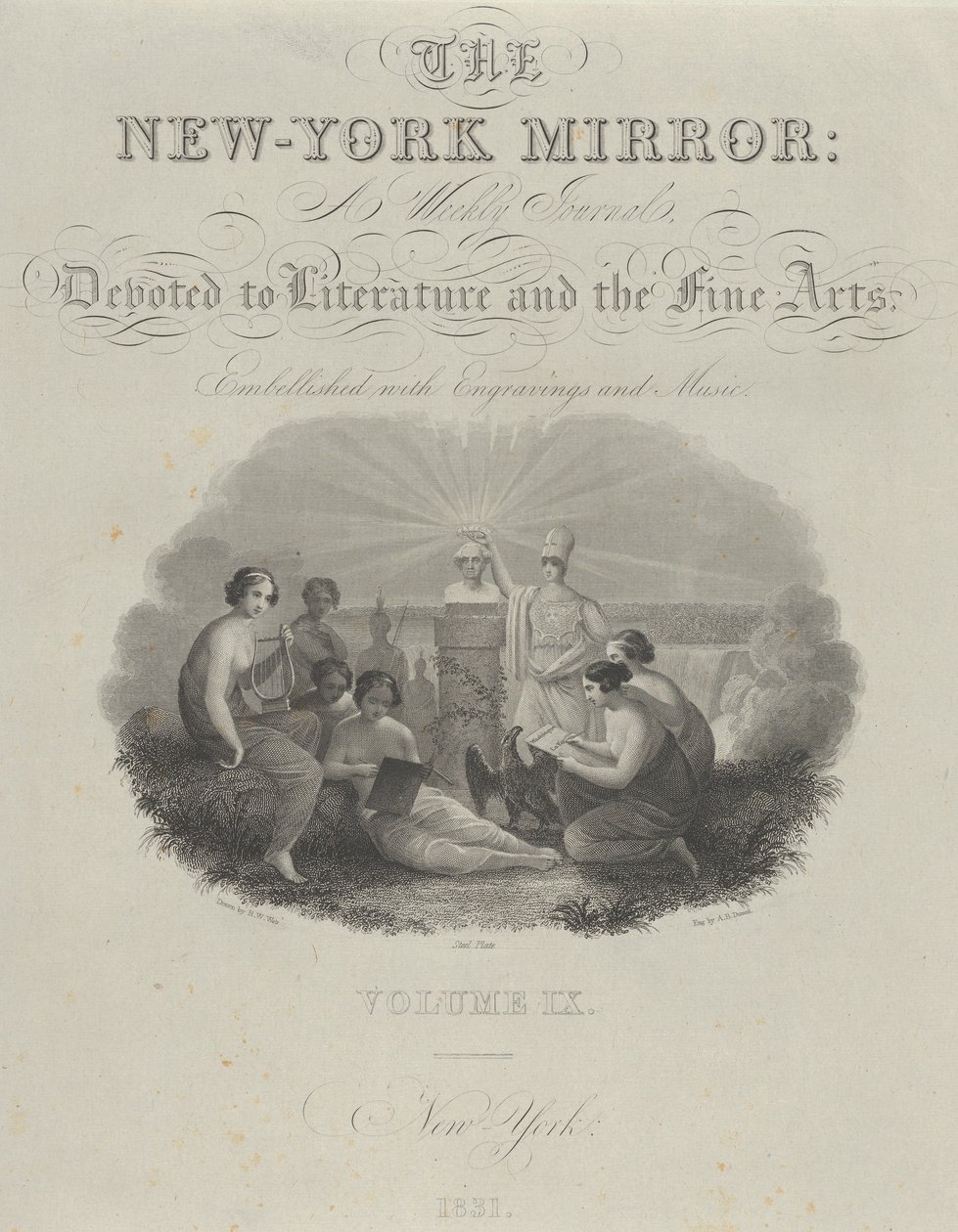 Strona tytułowa: The New York Mirror, A Weekly Journal, Poświęcony literaturze i sztukom pięknym..., 1831. autorstwa Asher Brown Durand