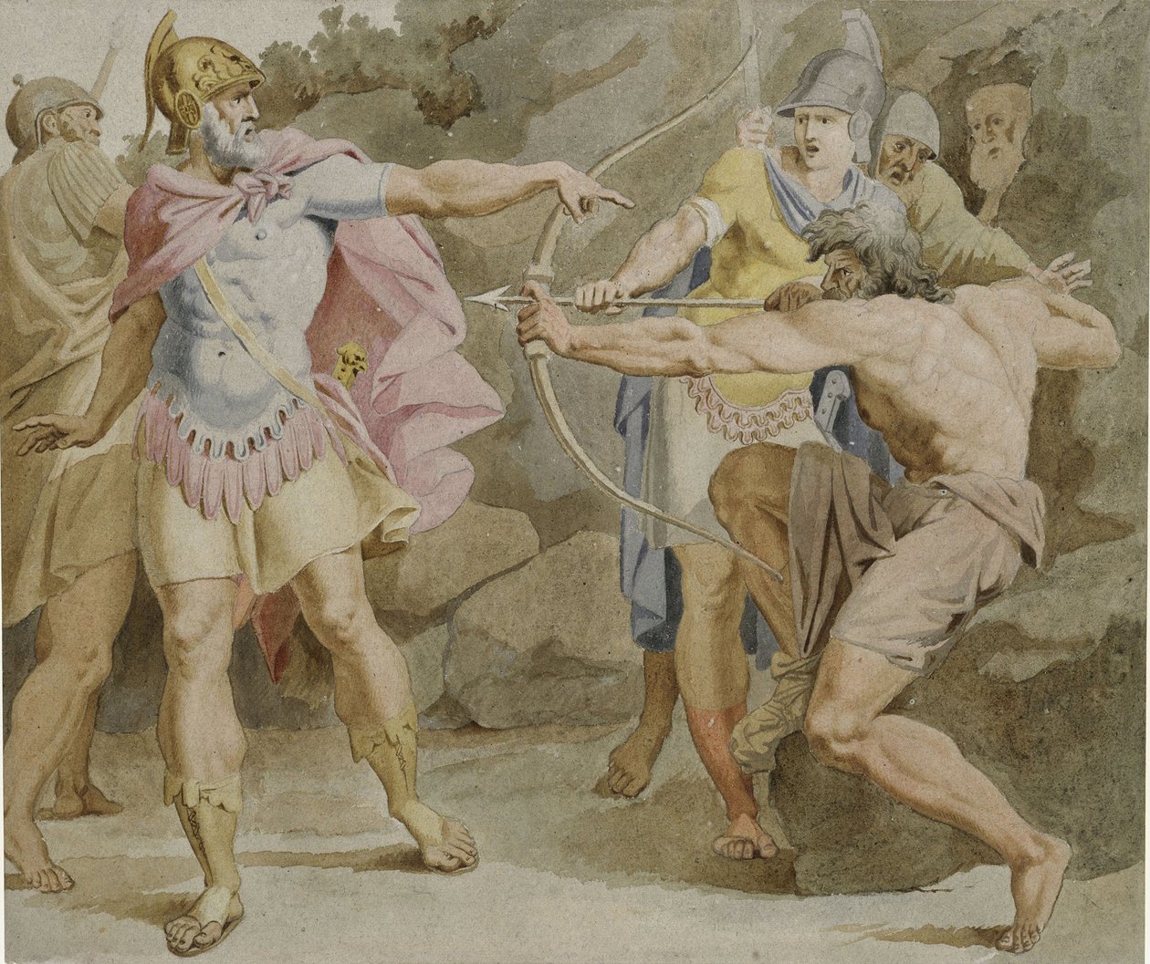 Filoktet celujący z łuku Herkulesa w Odyseusza, 1790 autorstwa Asmus Jacob Carstens