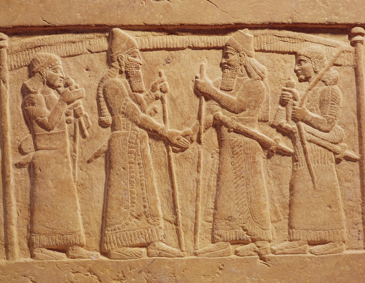 Płaskorzeźba przedstawiająca króla Salmanasara III (858-824 p.n.e.) spotykającego Babilończyka autorstwa Assyrian