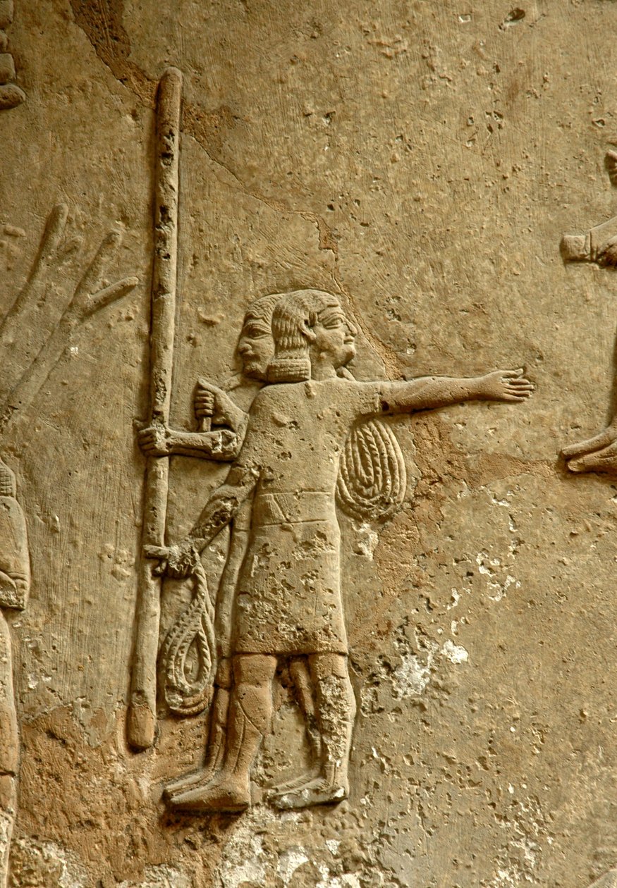 Płaskorzeźba przedstawiająca plac budowy, Pałac Ashurbanipals, Niniwa, ok. 645 pne autorstwa Assyrian