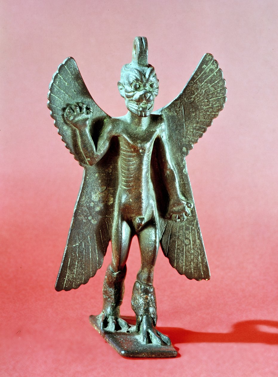 Statuetka Pazuzu, asyryjskiego demona wiatru (brąz) autorstwa Assyrian