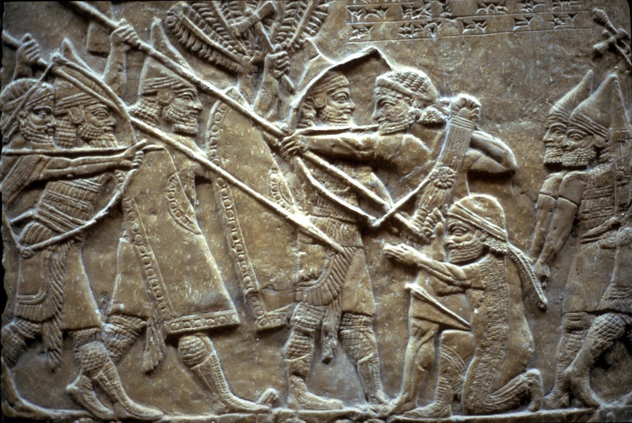 Asurbanipal w bitwie pod Til-Tuba, 650-620 pne autorstwa Assyrian