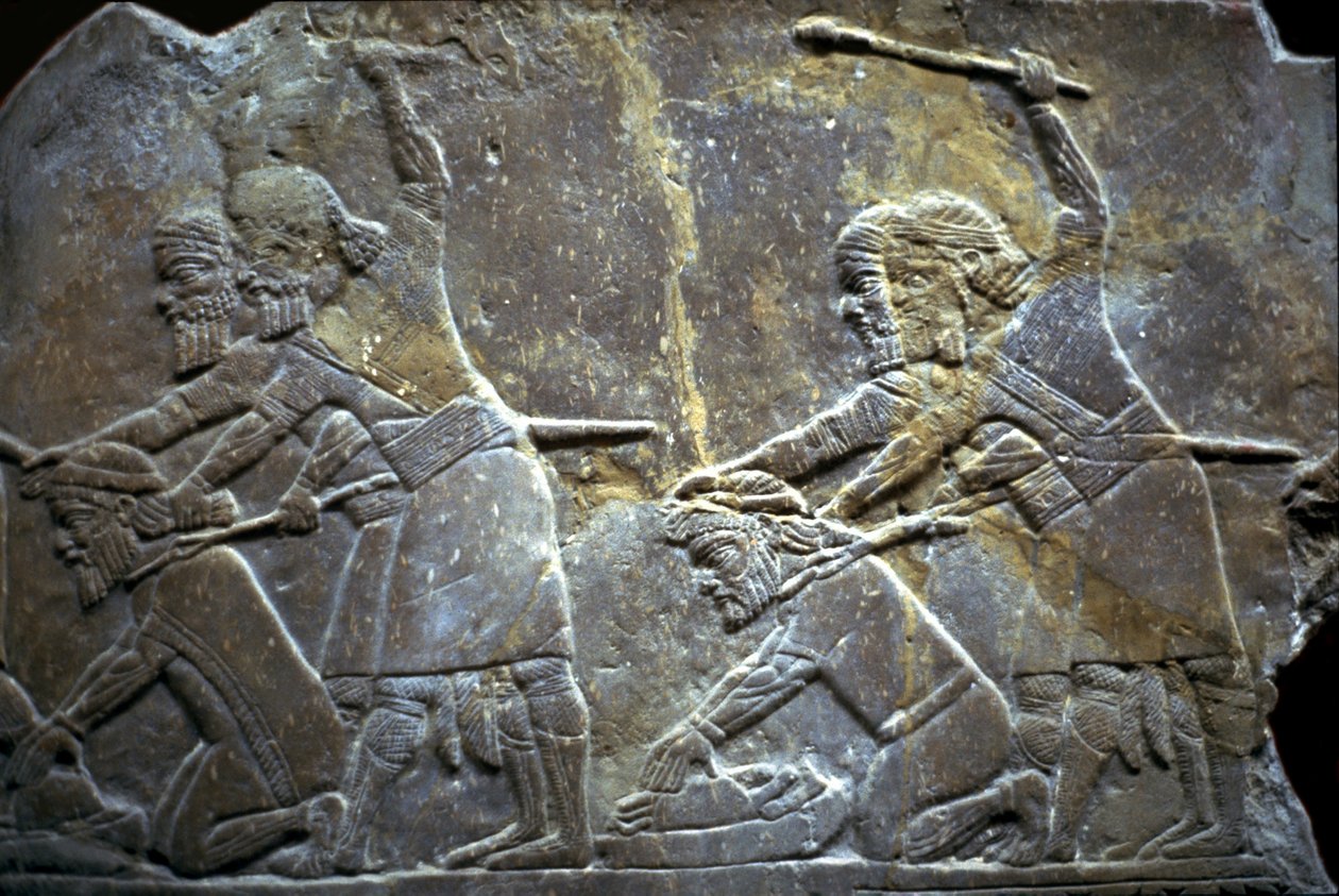 Asurbanipal w bitwie pod Til-Tuba, 650-620 pne autorstwa Assyrian