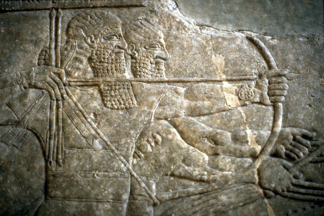 Król Aszurnasirpal II podczas królewskiego polowania na lwy, 650-620 pne autorstwa Assyrian