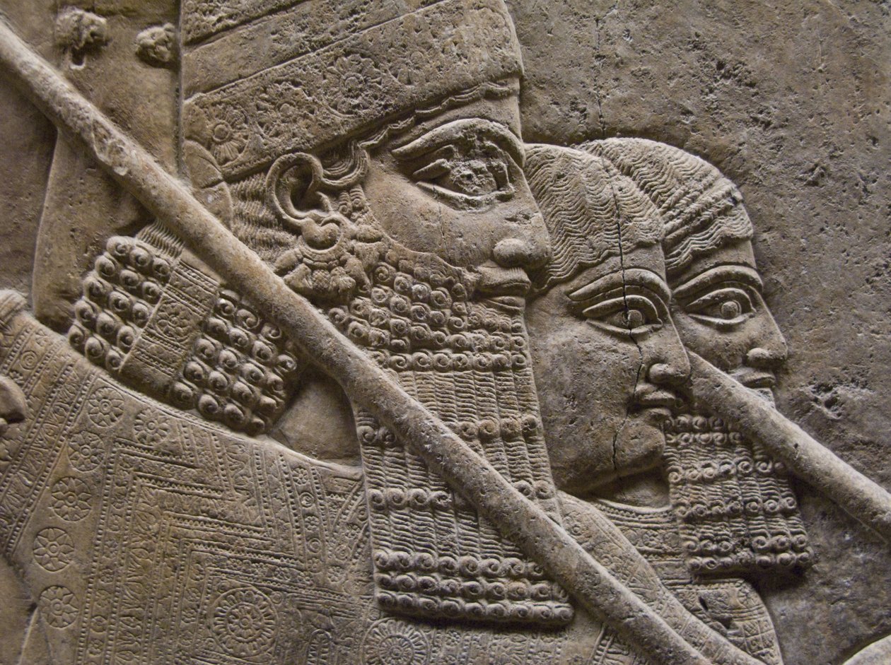 Król Aszurnasirpal II podczas królewskiego polowania na lwy, VII wiek. pne autorstwa Assyrian