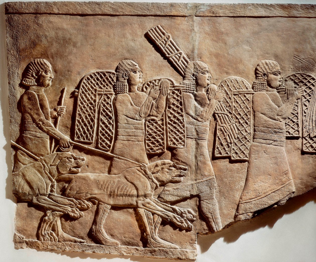 Scena polowania na Ashurbanipal, z pałaców królewskich w Niniwie, ok. 645 pne (kamienna płaskorzeźba) autorstwa Assyrian