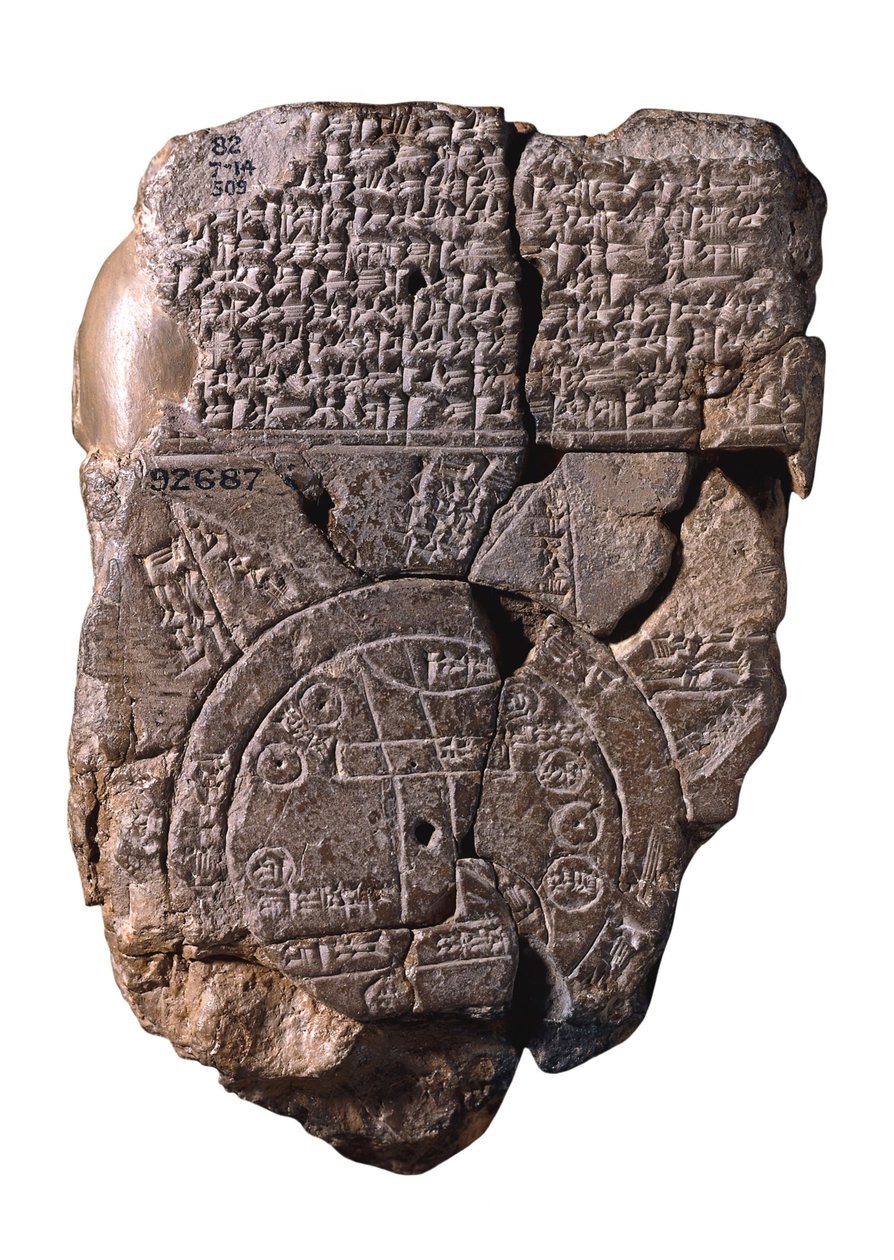 Babilońska mapa świata, ok. 1930 r. 510-c. 500 pne autorstwa Assyrian