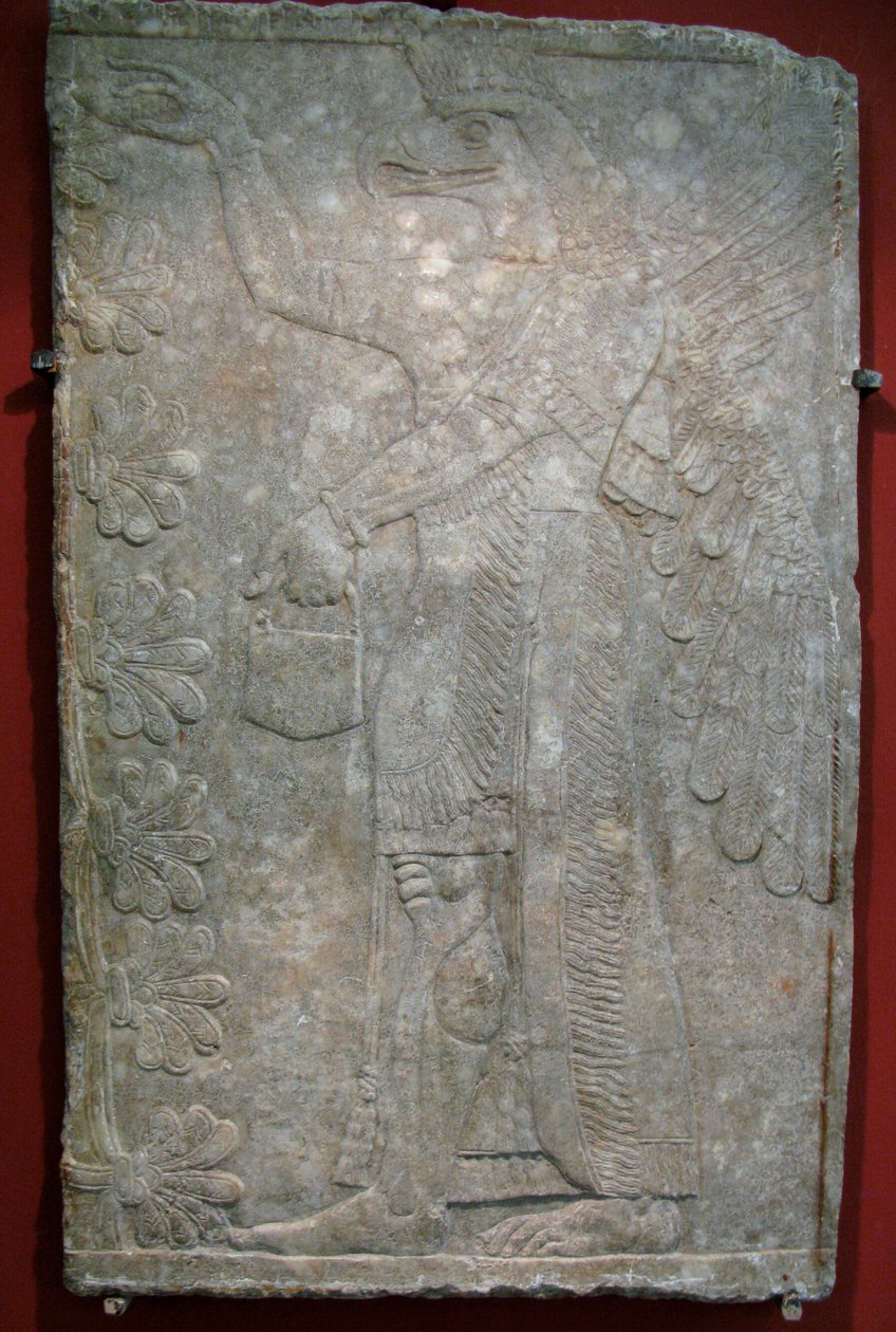 Płaskorzeźba z pałacu Aszurnasirpala II w Kalhu, Nimrud, IX wiek p.n.e. autorstwa Assyrian Art.