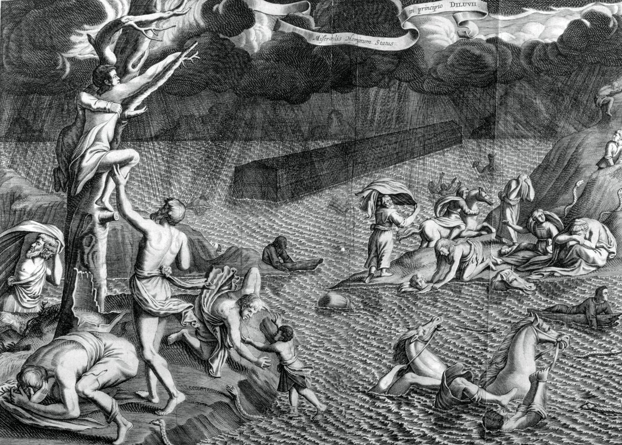 Scena potopu, 1675 autorstwa Athanasius Kircher