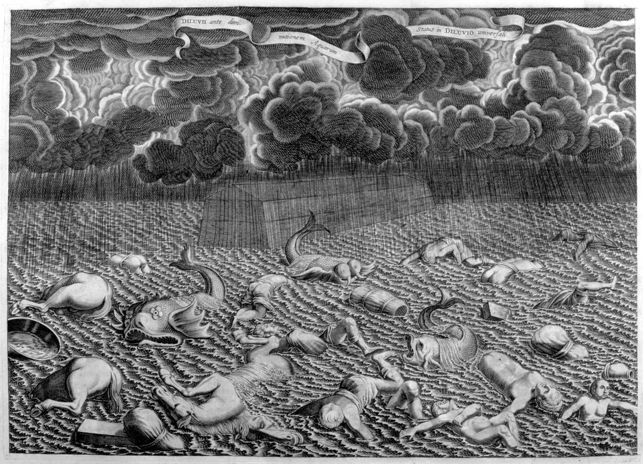 Scena potopu, 1675 autorstwa Athanasius Kircher