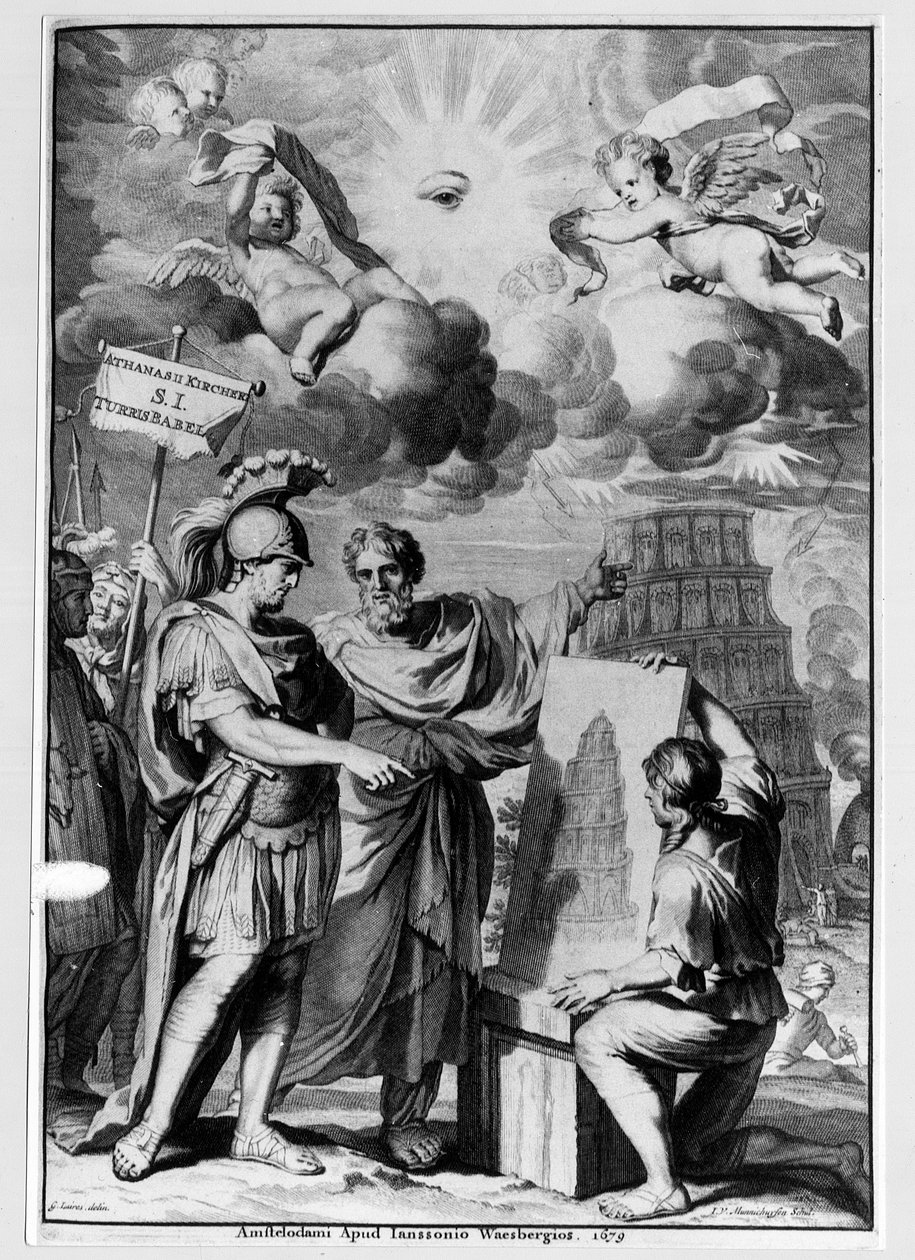 Wieża Babel – Wieża Babel – w „Turris Babel” Athanasi Kircheri, Amsterdam autorstwa Athanasius Kircher
