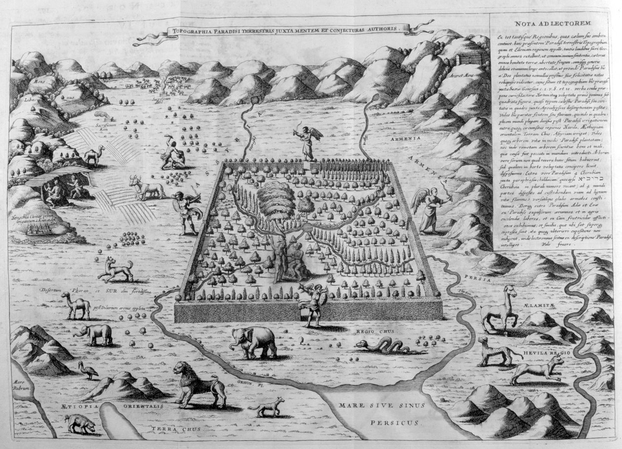 Ziemski raj, 1675 autorstwa Athanasius Kircher