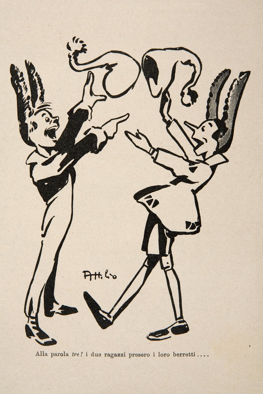 Pinokio i Candlewick, ilustracja z filmu "Pinokio" autorstwa Attilio Mussino